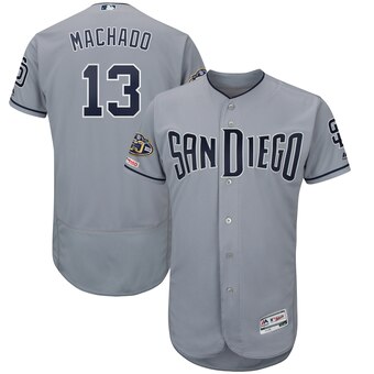Manny Machado San Diego Padres Majestic Patch Flex Base Player Jersey –  Gray – ThanoSport